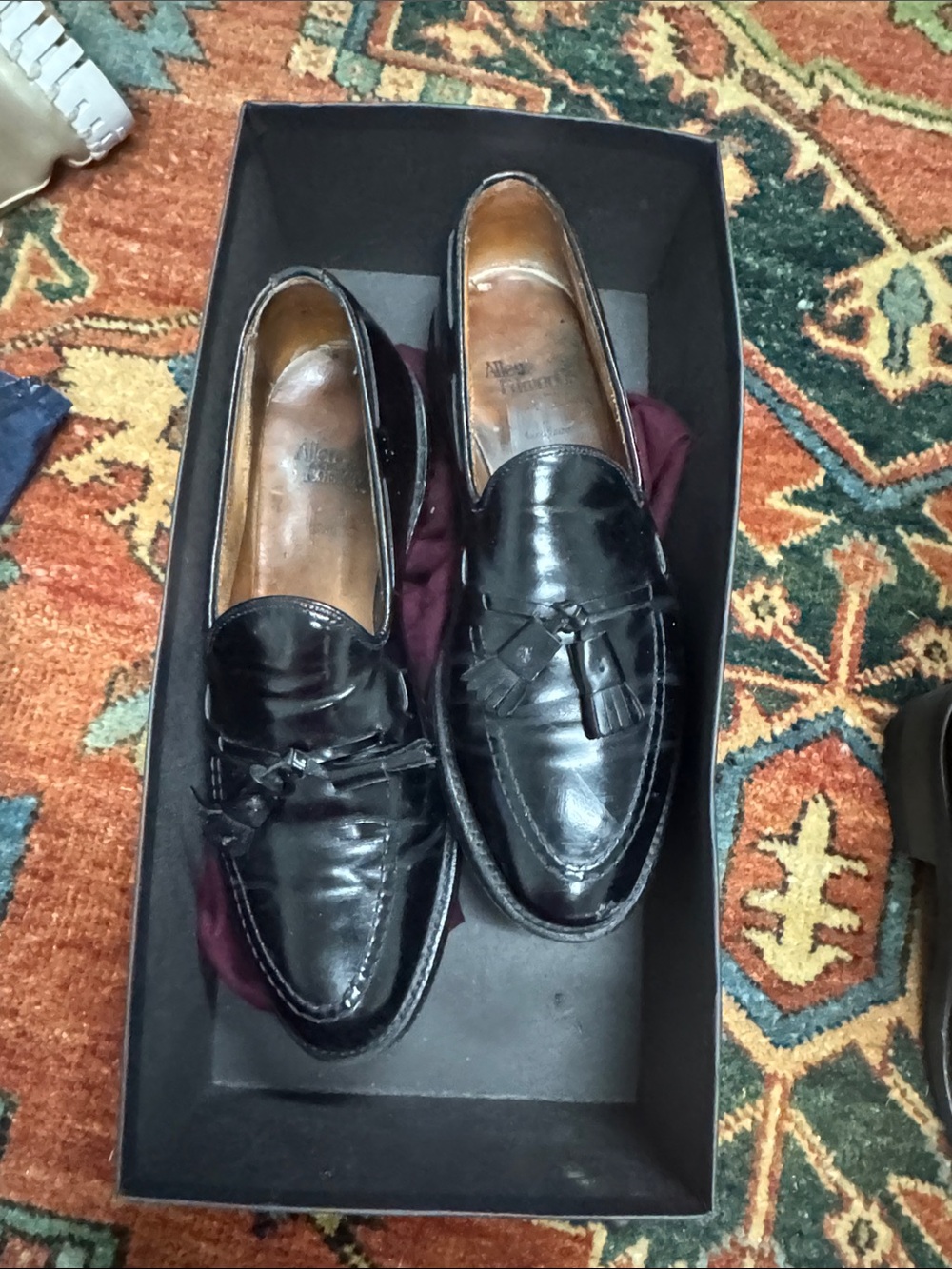 Allen Edmond Black Tassel Loafers for Men - Classic Slip-On Dress Shoes